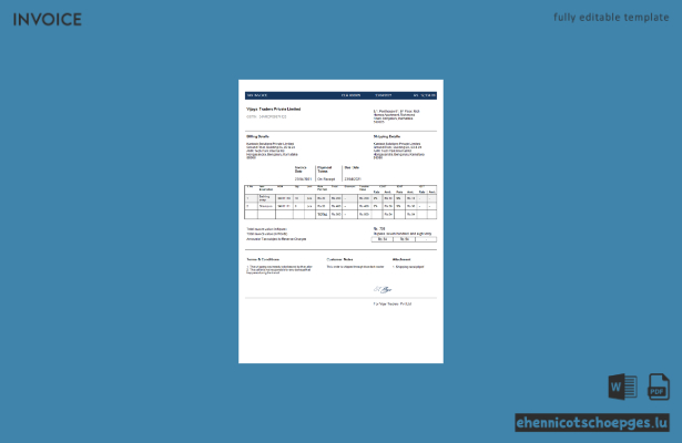 Beispielrechnungsvorschau von India Vijaya Traders Private Limited